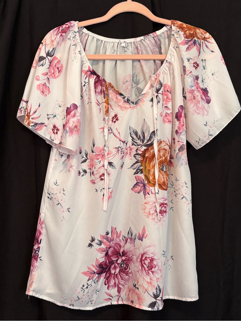 Women’s SimpleFun V-Neck Floral Boho Peasant Blouse. Sz XL
